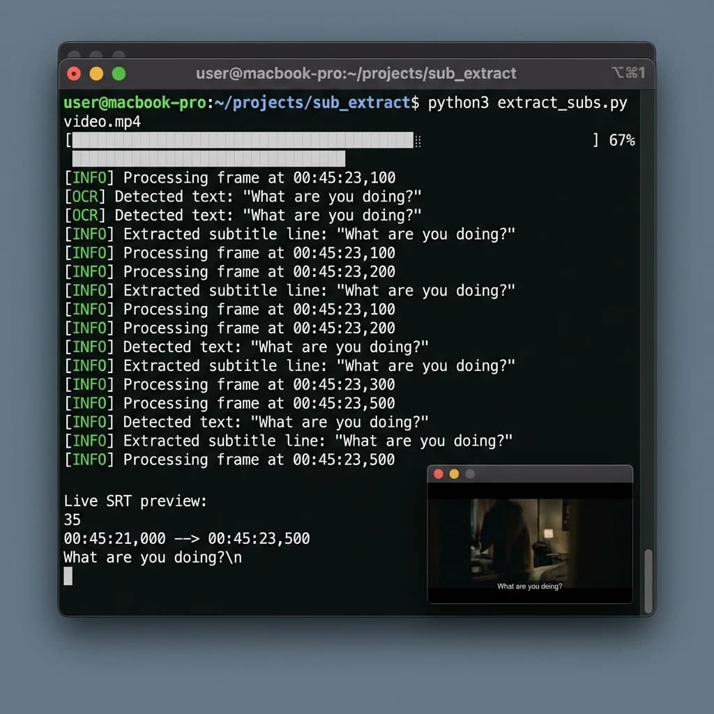 Extractor of Burned-in Subtitles to .srt