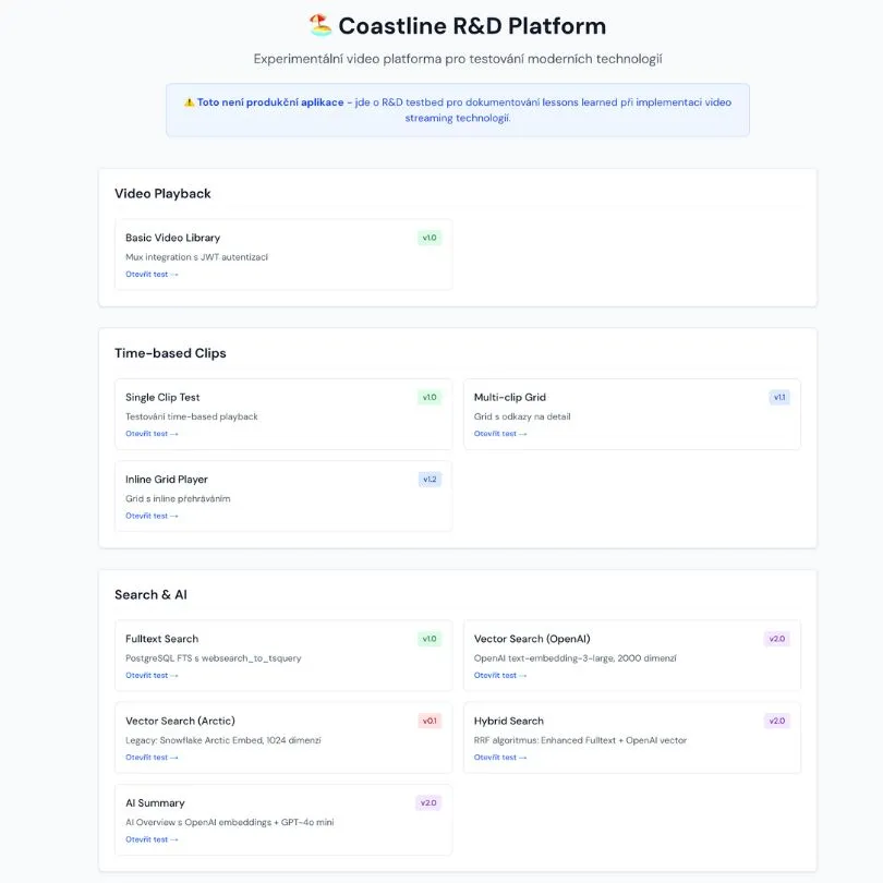 Coastline: An R&D Video Platform with Vector Search