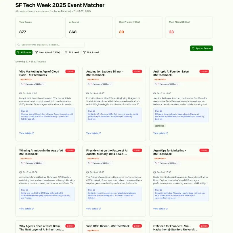 Discovering Events at Tech Week SF (AI Scoring)